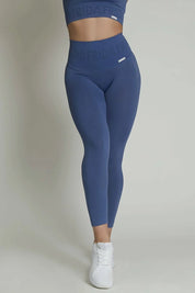 Leggings sportivi con tecnologia FIR push up con arricciatura Monogram Blu Avio - FGM04 - LEGGINGS ANTICELLULITE - fgm04