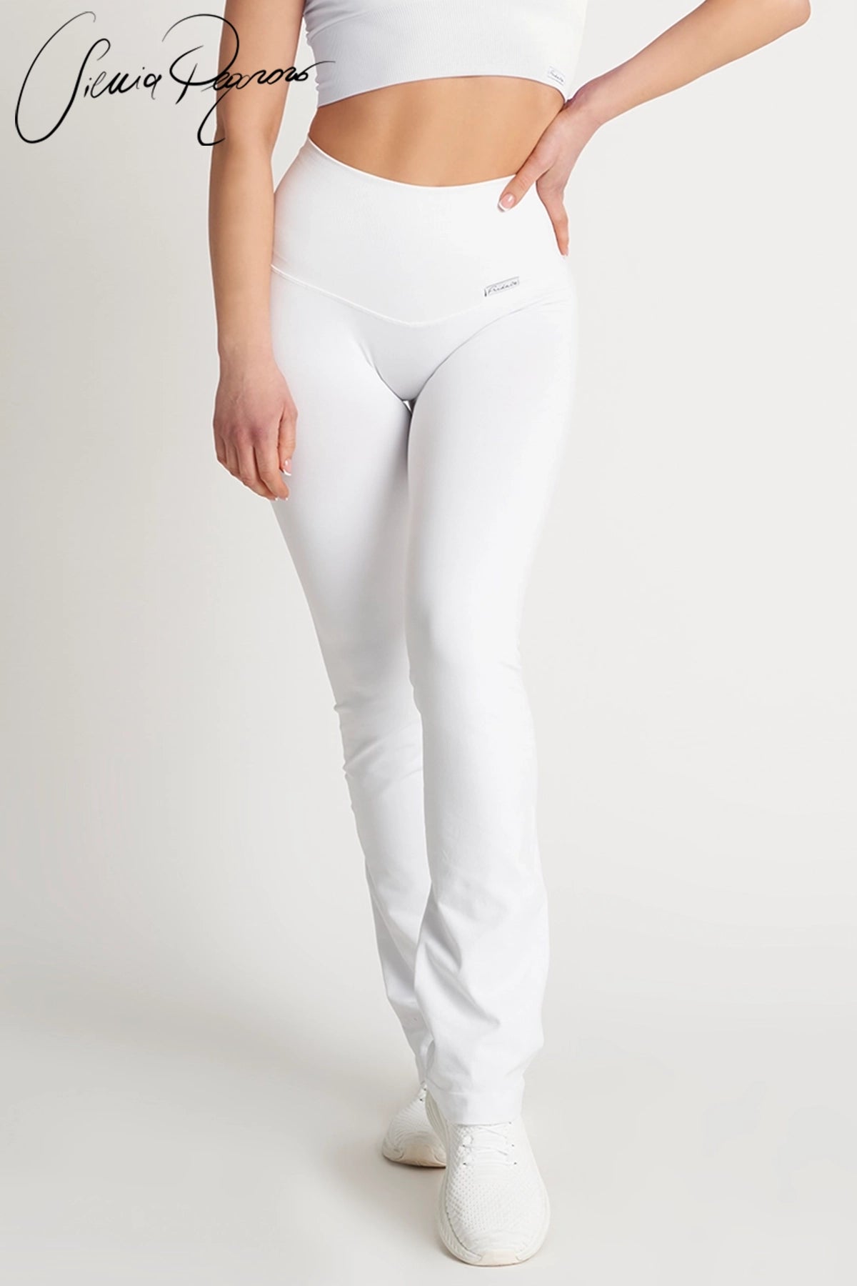 Leggings sportivi con tecnologia FIR push up con arricciatura a zampa di elefante Bianco Selenite - FGM04 - LEGGINGS ANTICELLULITE - fgm04