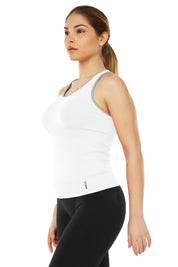 Canotta sportiva donna con tecnologia FIR Top Lungo Gym Fashion Bianco - FGM04 - Maglie e Top - fgm04