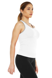 Canotta sportiva donna con tecnologia FIR Top Lungo Gym Fashion Bianco - FGM04 - Maglie e Top - fgm04