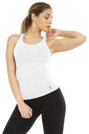 Canotta sportiva donna con tecnologia FIR Top Lungo Gym Fashion Bianco - FGM04 - Maglie e Top - fgm04