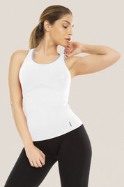 Canotta sportiva donna con tecnologia FIR Top Lungo Gym Fashion Bianco - FGM04 - Maglie e Top - fgm04