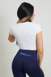 Maglia sportiva cropped seamless con maniche corte T-Shirt Crop Top Bianco - FGM04 - Maglie e Top - fgm04