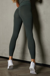 Leggings sportivi con tecnologia FIR push up con arricciatura All - Up Coal Green - FGM04 - LEGGINGS ANTICELLULITE - fgm04