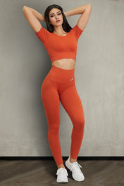Maglia sportiva cropped seamless con maniche corte Bolero CALIPSO Mattone Costine - FGM04 - OFFERTE SPECIALI - fgm04