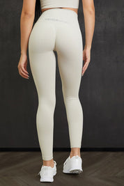 Leggings sportivi con tecnologia FIR push up con arricciatura CALIPSO Latte Costine - FGM04 - LEGGINGS ANTICELLULITE - fgm04