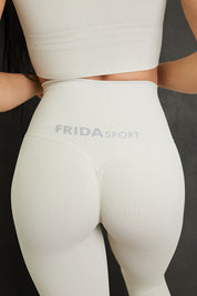 Leggings sportivi con tecnologia FIR push up con arricciatura CALIPSO Latte Costine - FGM04 - LEGGINGS ANTICELLULITE - fgm04