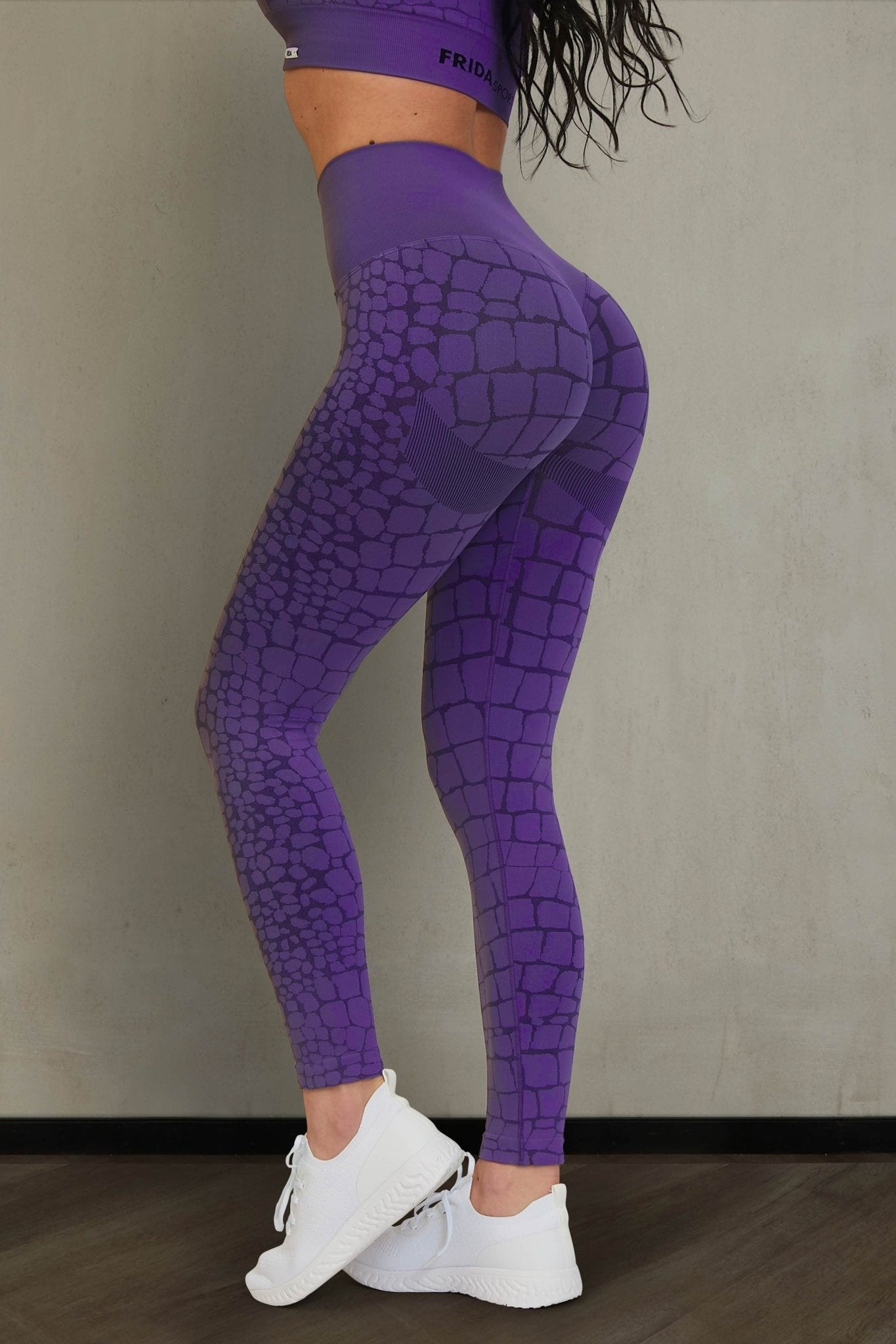 Leggings sportivi con tecnologia FIR push up con arricciatura animalier All - up Cocco Viola - FGM04 - LEGGINGS ANTICELLULITE - fgm04