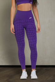 Leggings sportivi con tecnologia FIR push up con arricciatura animalier All - up Cocco Viola - FGM04 - LEGGINGS ANTICELLULITE - fgm04