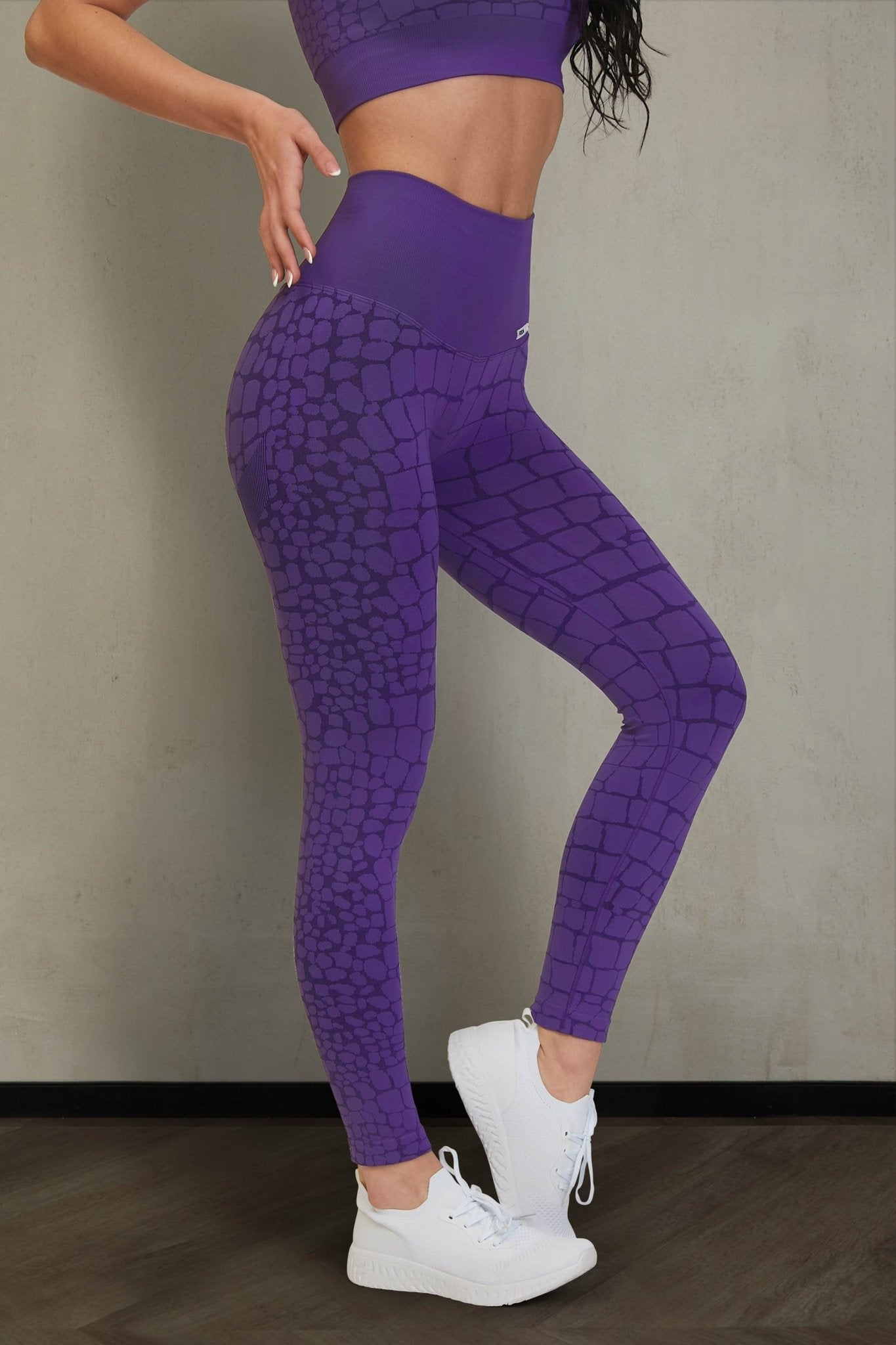 Leggings sportivi con tecnologia FIR push up con arricciatura animalier All - up Cocco Viola - FGM04 - LEGGINGS ANTICELLULITE - fgm04