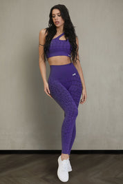 Leggings sportivi con tecnologia FIR push up con arricciatura animalier All - up Cocco Viola - FGM04 - LEGGINGS ANTICELLULITE - fgm04