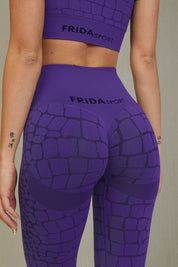 Leggings sportivi con tecnologia FIR push up con arricciatura animalier All - up Cocco Viola - FGM04 - LEGGINGS ANTICELLULITE - fgm04