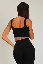 Top sportivo con spalline larghe Jungle Leopardo Nero Taglia Unica - FGM04 - Maglie e Top - fgm04