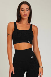 Top sportivo con spalline larghe Jungle Leopardo Nero Taglia Unica - FGM04 - Maglie e Top - fgm04