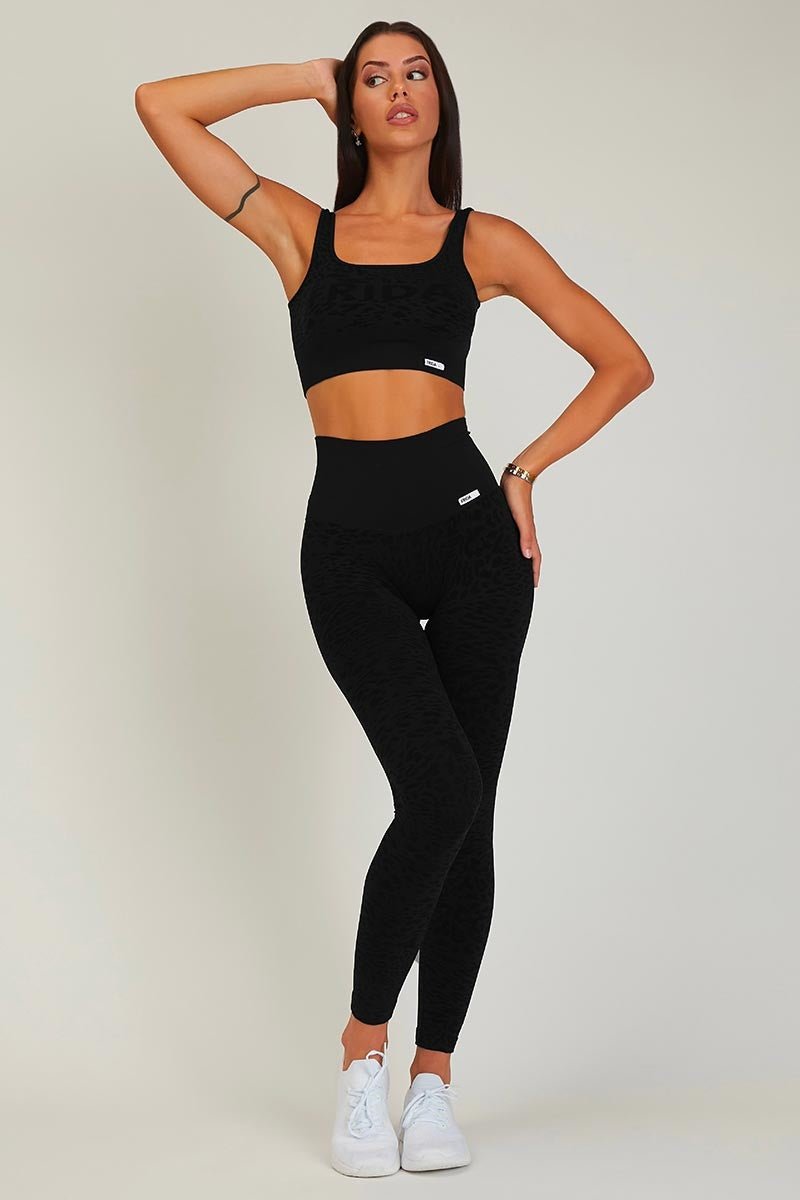 Top sportivo con spalline larghe Jungle Leopardo Nero Taglia Unica - FGM04 - Maglie e Top - fgm04