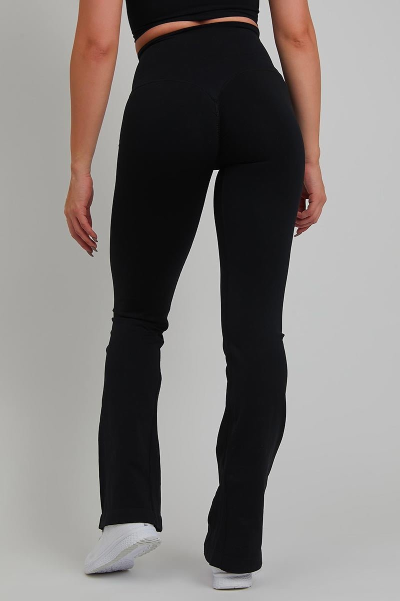 Leggings sportivi con tecnologia FIR push up con arricciatura a Zampa di Elefante Nero - FGM04 - LEGGINGS ANTICELLULITE - fgm04