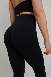 Leggings sportivi con tecnologia FIR push up con arricciatura a Zampa di Elefante Nero - FGM04 - LEGGINGS ANTICELLULITE - fgm04