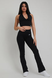 Leggings sportivi con tecnologia FIR push up con arricciatura a Zampa di Elefante Nero - FGM04 - LEGGINGS ANTICELLULITE - fgm04