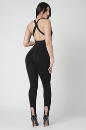 Tuta sportiva push-up con arricciatura con tecnologia FIR Jumpsuit Artemide Nero - fgm04 - ABBIGLIAMENTO - fgm04