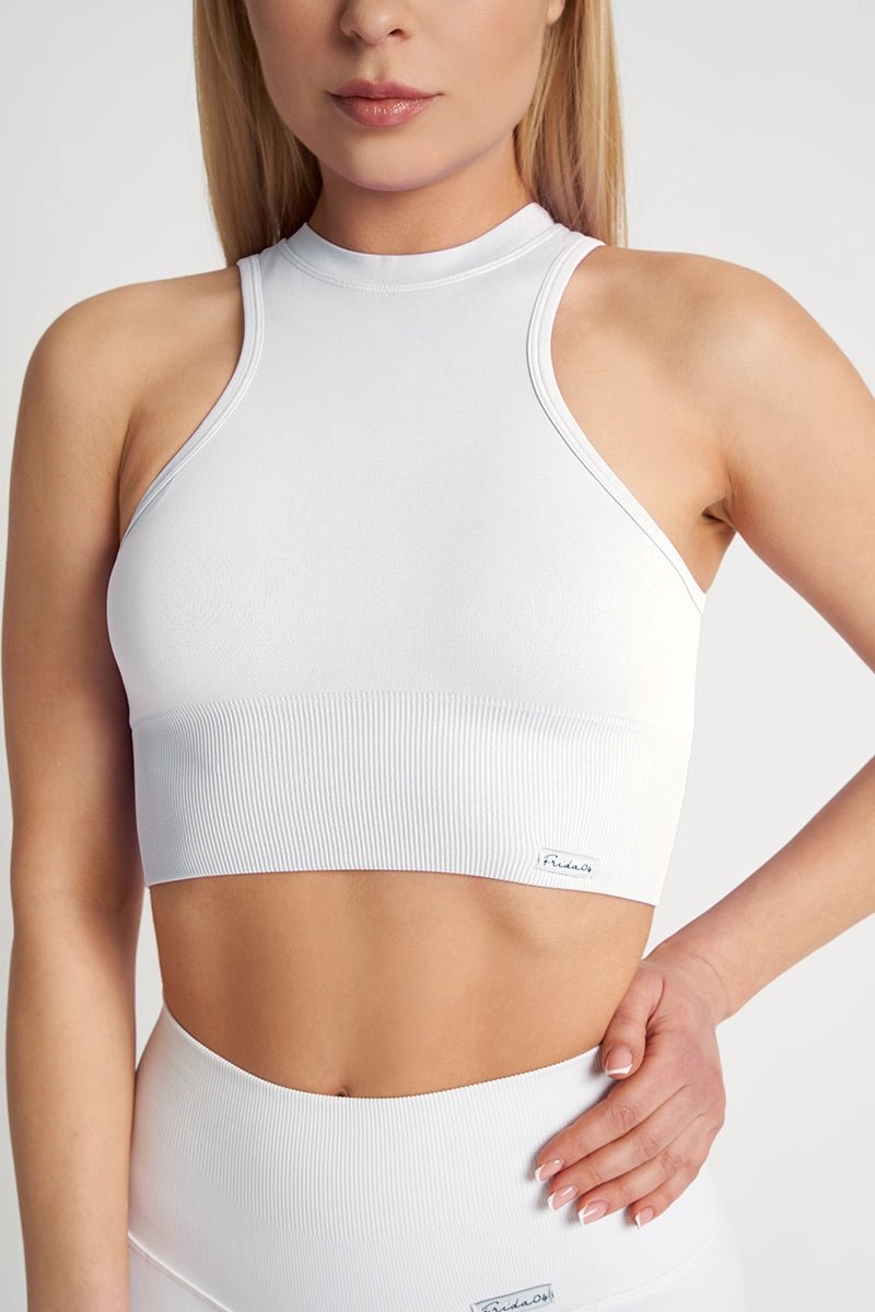 Top sportivo con scollo all’americana Electra Selenite Bianco - FGM04 - Maglie e Top - fgm04