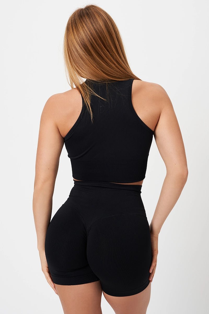 Top sportivo con scollo all’americana Electra Nero - FGM04 - Maglie e Top - fgm04