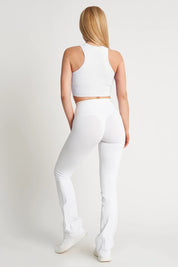 Leggings sportivi con tecnologia FIR push up con arricciatura a zampa di elefante Bianco Selenite - FGM04 - LEGGINGS ANTICELLULITE - fgm04