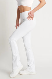 Leggings sportivi con tecnologia FIR push up con arricciatura a zampa di elefante Bianco Selenite - FGM04 - LEGGINGS ANTICELLULITE - fgm04