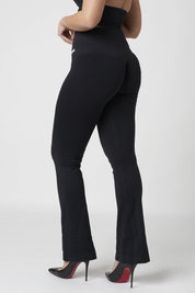 Leggings sportivi con tecnologia FIR push up con arricciatura a Zampa di Elefante Nero - FGM04 - LEGGINGS ANTICELLULITE - fgm04