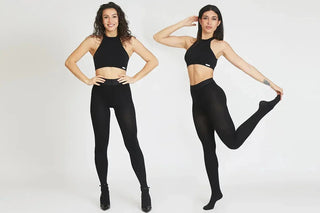 2 fete purtând colanți cu tehnologie F.I.R.