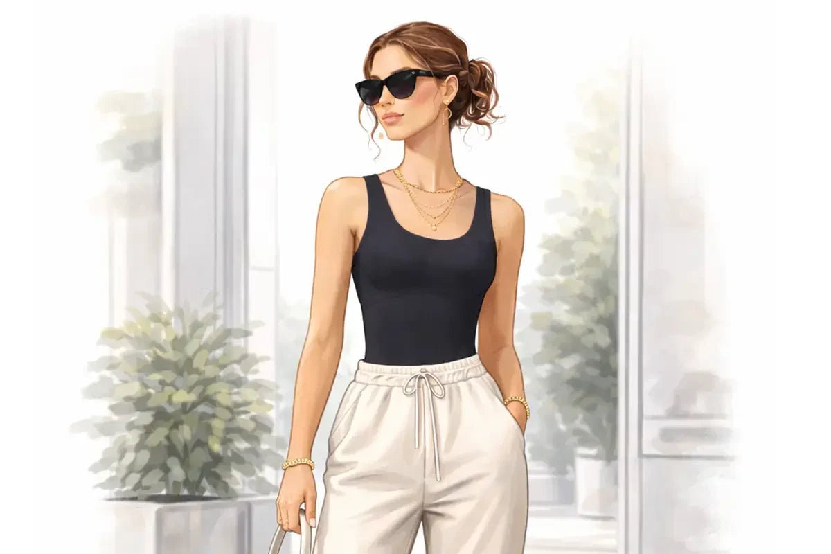 ragazza indossa body e jogger