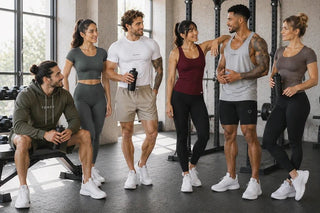 ragazzi e ragazze in abbigliamento tecnico sportivo per allenarsi in palestra