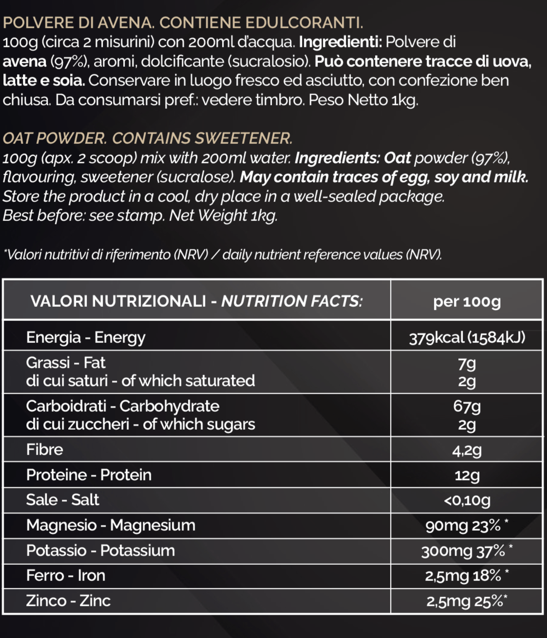 AVENA ISTANTANEA - Gusto Nocciola - 1KG - FGM04 - FOOD - fgm04