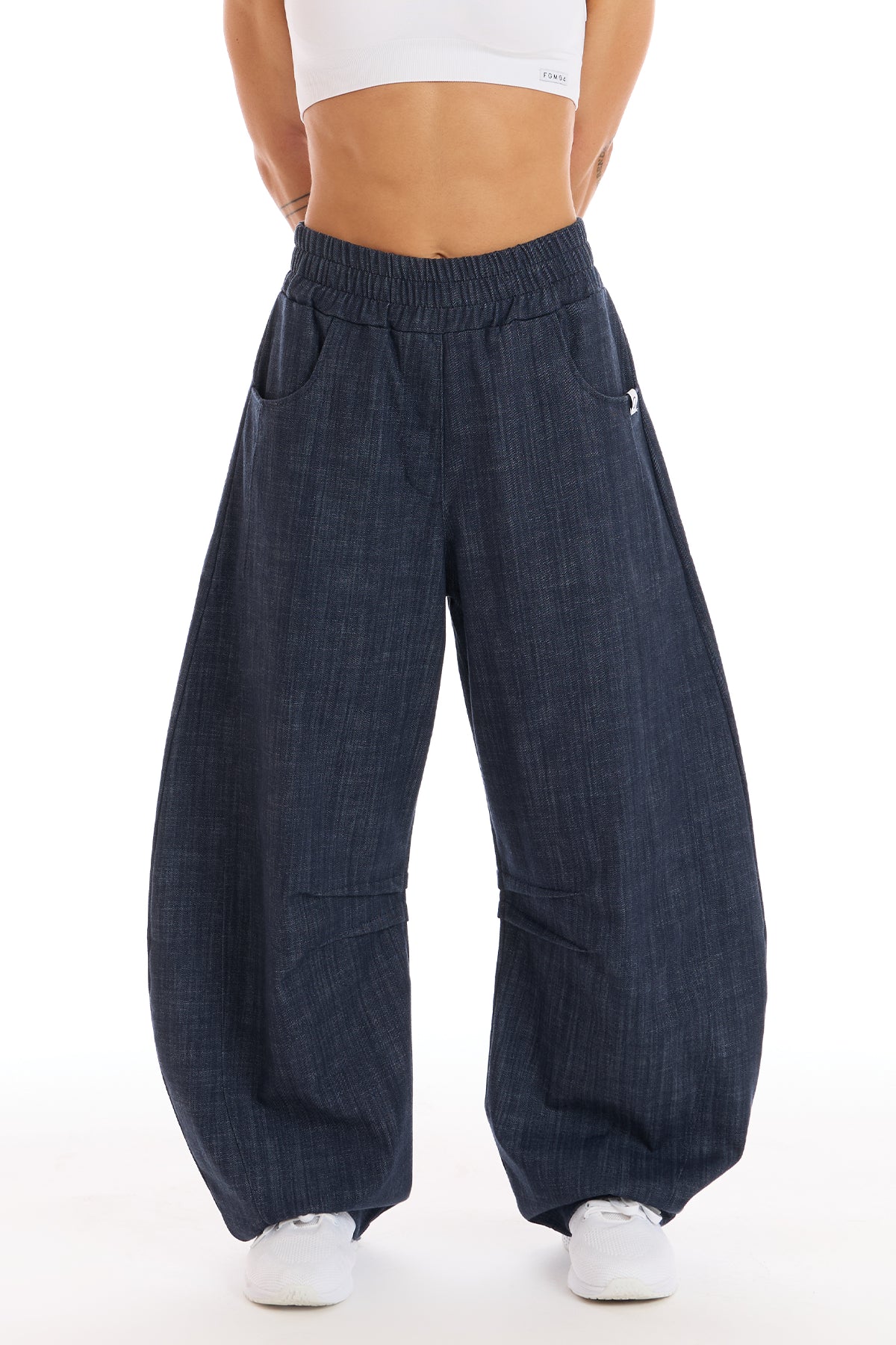 Pantalone Donna Barrel Jeans Blu Profondo