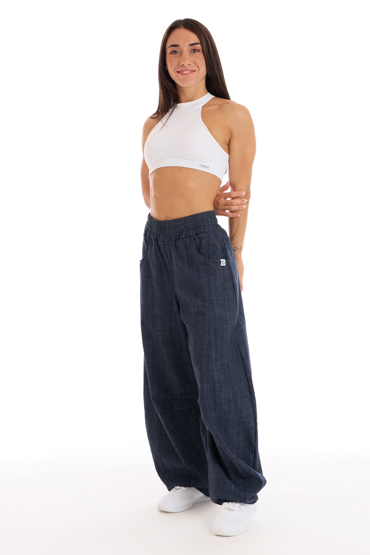 Pantalone Donna Barrel Jeans Blu Profondo