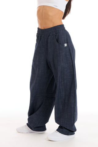 Pantalone Donna Barrel Jeans Blu Profondo