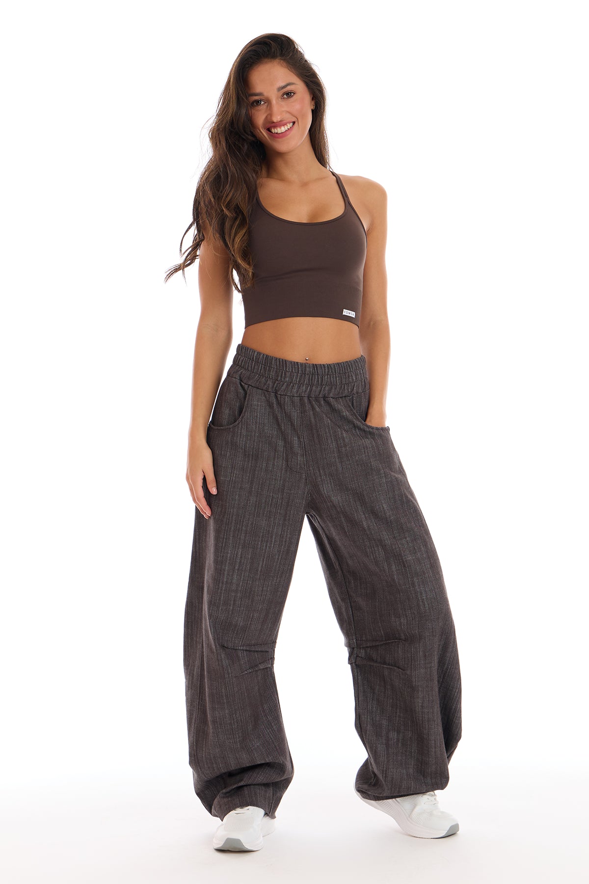Pantalone Donna Barrel Jeans Marrone Selvaggio