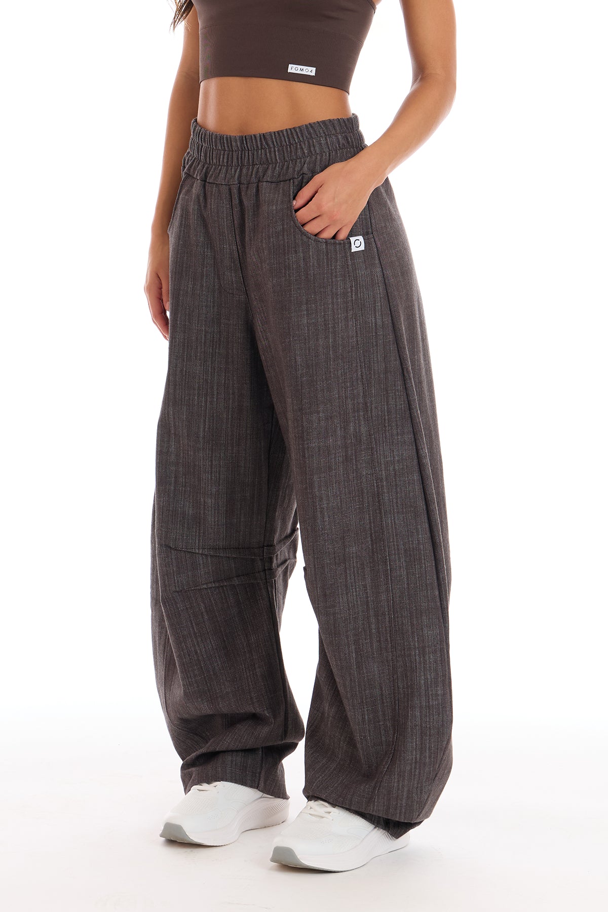 Pantalone Donna Barrel Jeans Marrone Selvaggio