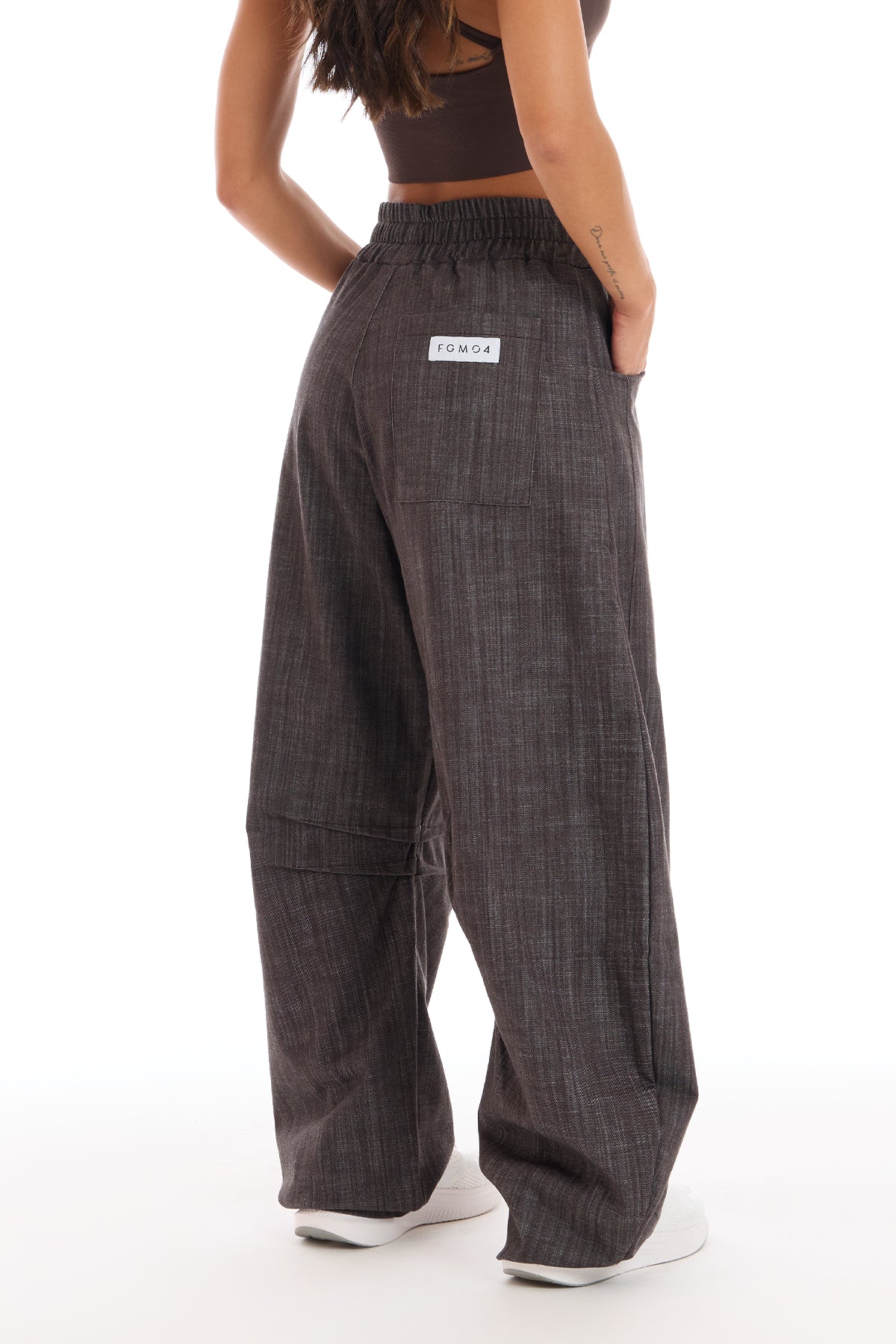 Pantalone Donna Barrel Jeans Marrone Selvaggio