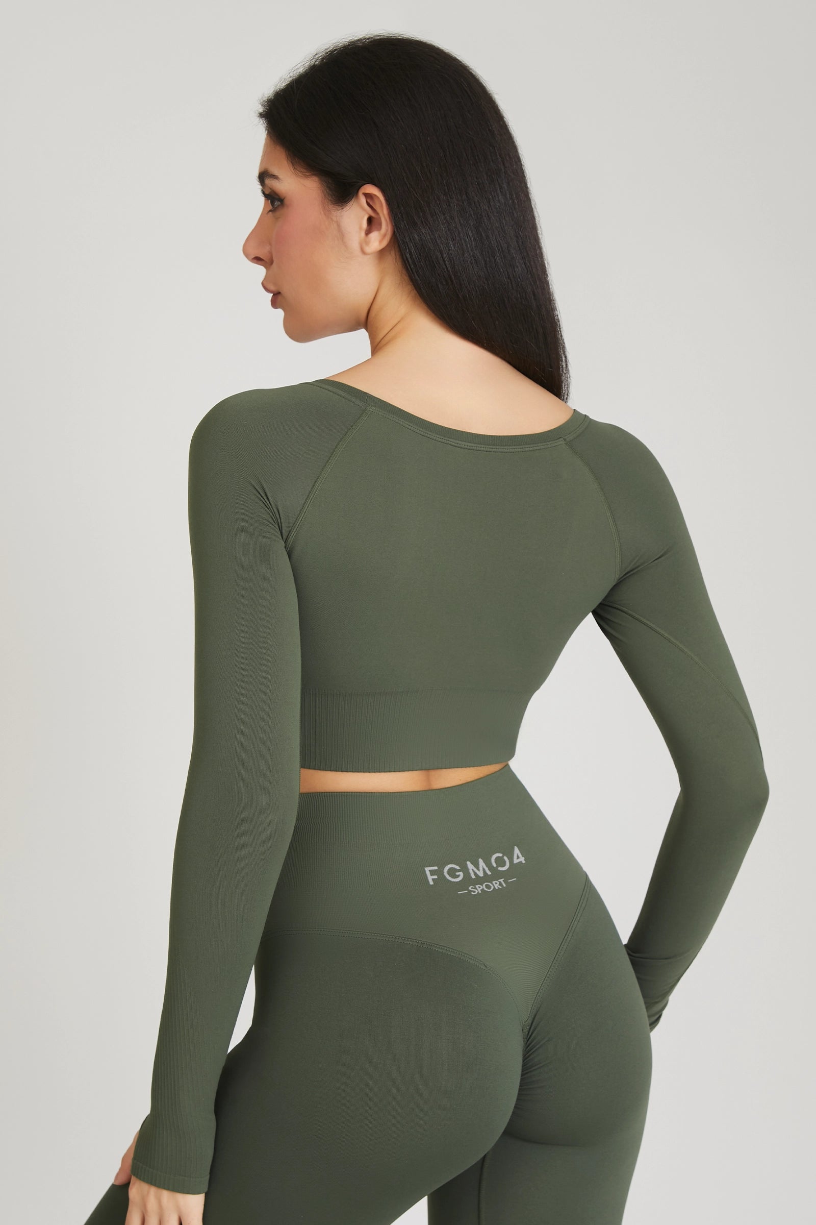 Maglia sportiva cropped seamless con maniche lunghe Bolero Gym Fashion Verde - FGM04 - Maglie e Top - fgm04
