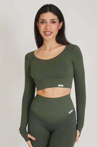 Maglia sportiva cropped seamless con maniche lunghe Bolero Gym Fashion Verde - FGM04 - Maglie e Top - fgm04