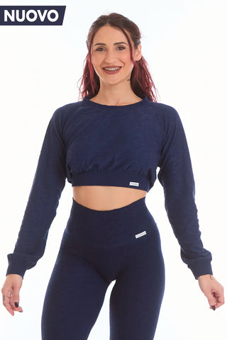 Maglia Crop Maniche Lunghe Materia Blu Notte - FGM04 - Maglie e Top - fgm04