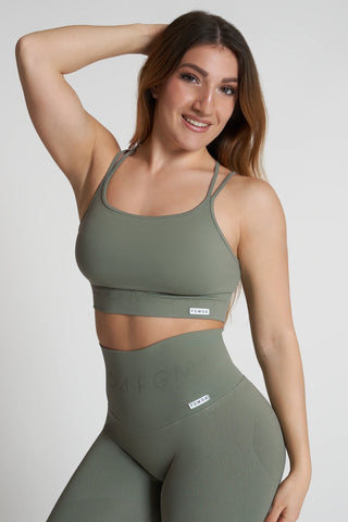 Top a schiena scoperta incrociato Monogram Verde Salvia - FGM04 - Maglie e Top - fgm04