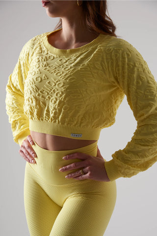Felpa sportiva cropped seamless con maniche lunghe e logo a rilievo Candy Bubble Pop Lemon Verbena - fgm04 - Maglie e Top - fgm04