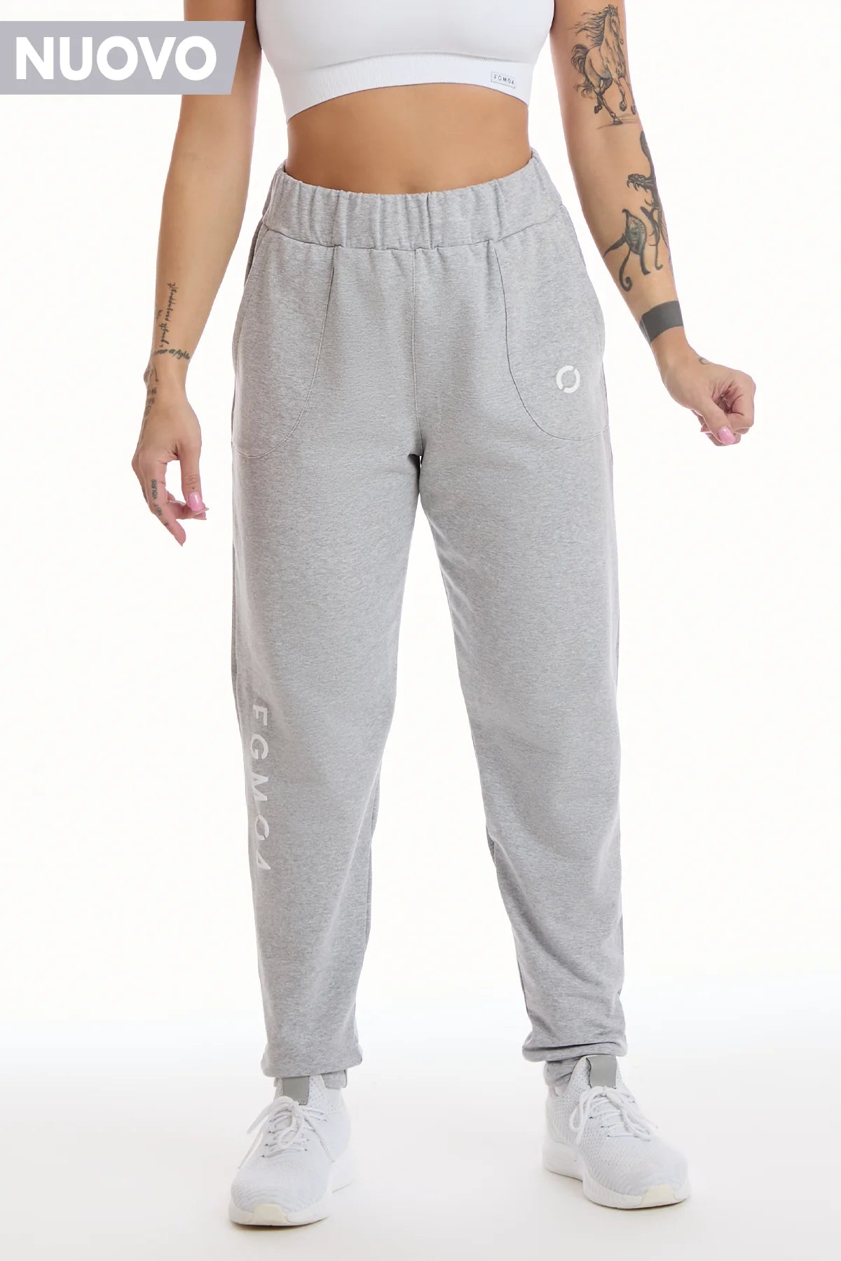 Pantalone Jogger Ikonic WINTER FLAG Grigio Melange - FGM04 - Linea Ikonic - fgm04