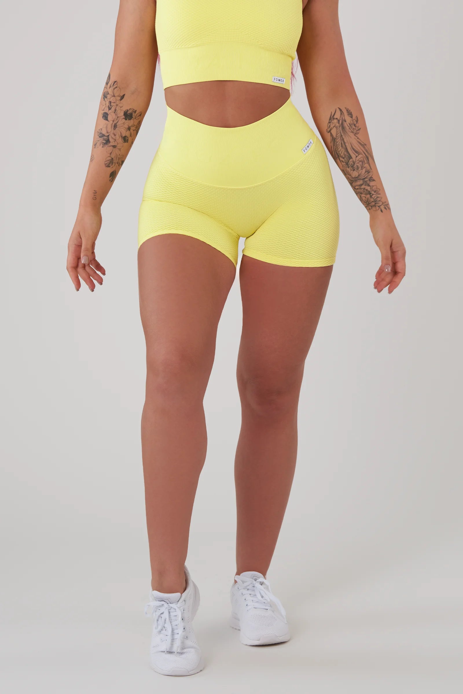 Shorts sportivi con tecnologia FIR push up con arricciatura a bolle Candy Bubble Cryofir Lemon - FGM04 - LEGGINGS ANTICELLULITE - fgm04