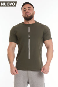 T-Shirt Stripe Fgm04 Uomo Verde Militare