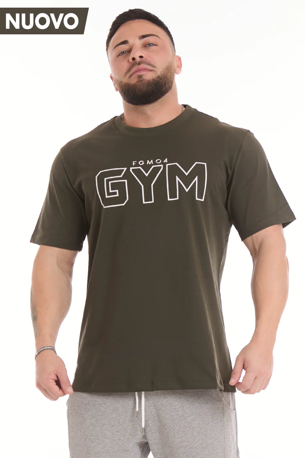 T-Shirt Gym Fgm04 Uomo Verde Militare - FGM04 - Linea Ikonic Uomo - fgm04