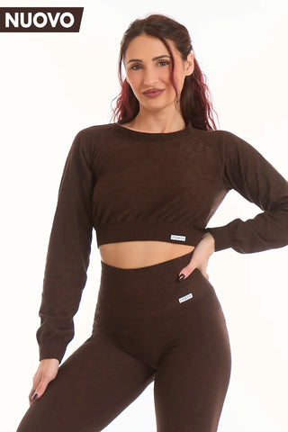 Maglia Crop Maniche Lunghe Materia Caffè - FGM04 - Maglie e Top - fgm04