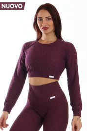 Maglia Crop Maniche Lunghe Materia Viola Melanzana - FGM04 - Maglie e Top - fgm04