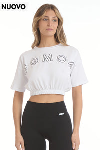 T-Shirt Crop Academy Fgm04 Bianco